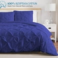thumbnail image 3 of 600 Thread Count Egyptian Cotton 3-Piece Pinch Pleated Duvet Cover Set with Zipper Closure - OverSize Queen Size ( 98" x 98" ) Inches, (Royal Blue), 3 of 5