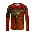 thumbnail image 4 of Clerance-Sale Long Sleeve Tee Shirts for Men Round Neck Casual Mens Shirts Casual 3D Cross Printing Retro Big & Tall Men's Shirts Softy Lightweight Softy Fall Tops(Orange,2XL), 4 of 8