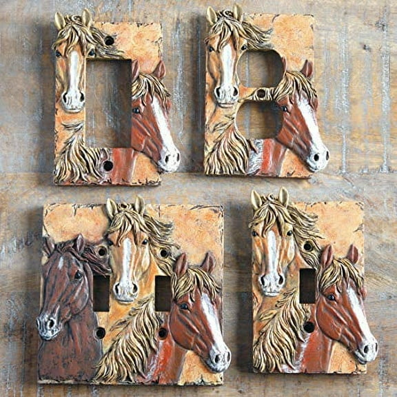 Set of 4 Wild Horses Wall Electrical Switch Outlet Cover Plate Variety Pack