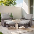 thumbnail image 2 of PARKWELL 4-Piece Outdoor Swivel Gliders with Ottoman Seat Foot Rest,360 Degree Swivel Rocker Chair Rattan Wicker Conversation Bistro Furniture Sets,Gray, 2 of 11