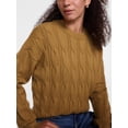 thumbnail image 5 of Scenario Women's Crewneck Cable Knit Mid-weight Sweater, Sizes XS-XXXL, 5 of 6