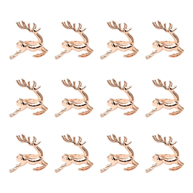 Matsuzay Servilletas de San Valentín Elk Deer Diseño Hebilla decorativa Servilleteros Decoraciones de Toallas de papel para diario Mostrada oro rosa