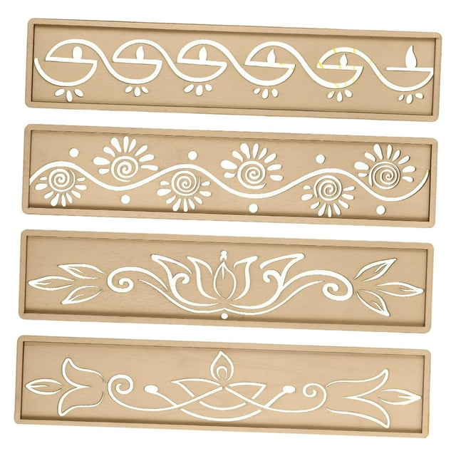 KLKCMS 4 Pieces Diwali Rangoli Stencils DIY for Scrapbooking Fabric Art Card Making Style A