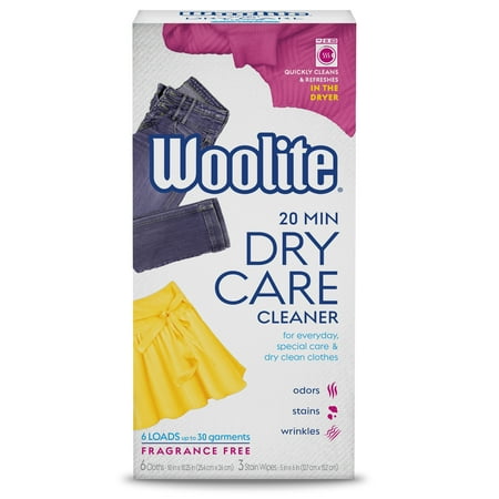 Woolite At-Home Dry Cleaner Cloths Fragrance Free, 6 Count