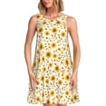 thumbnail image 1 of Balery Brown Leaf Sunflower Vestidos de verano para mujer con estampado: vestido holgado sin mangas, vestido playero informal y cómodo para días calurosos., 1 of 7