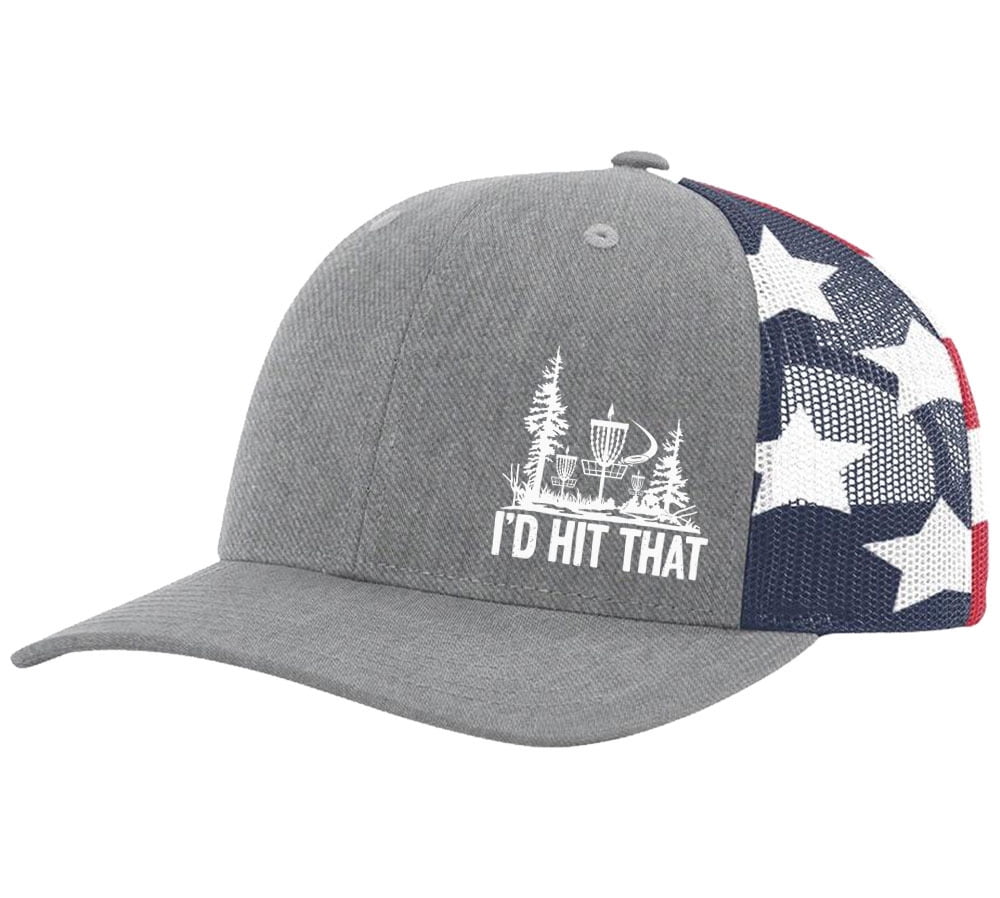 Disk Golf Funny I'd Hit That Golfer Mens Embroidered Mesh Back Trucker Hat, Heather Grey