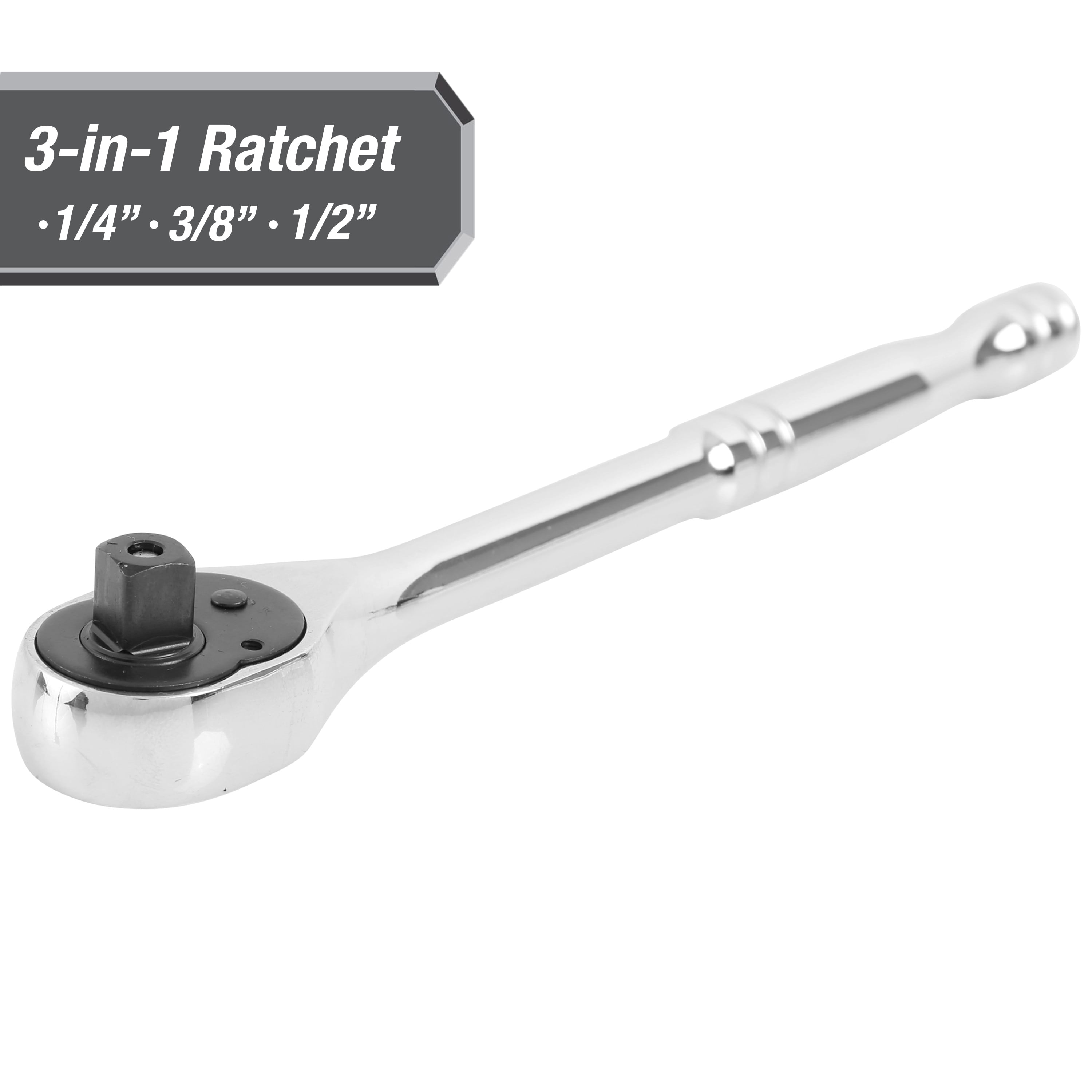 1/4 3/8 1/2" Drive 72Teeth Extendable Ratchet Handle Socket Wrench Tool Spanners 