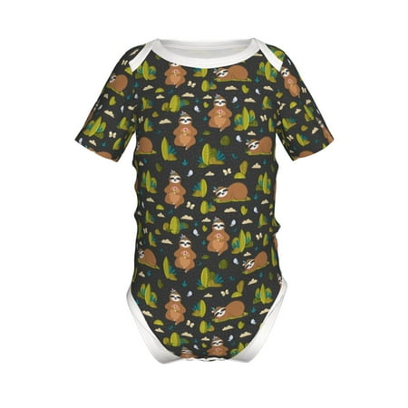 

Yiaed Funny Sloths In The Forest Print Infant Climbing Short Sleeve Onesie One-Piece Baby Bodysuit Clothes 0-12 Months -18 Months