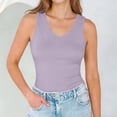 thumbnail image 6 of Tank Top for Women V Neck Summer Sleeveless T Shirt Tunic Casual Solid Color Loose Fit Blouses Purple, 6 of 9