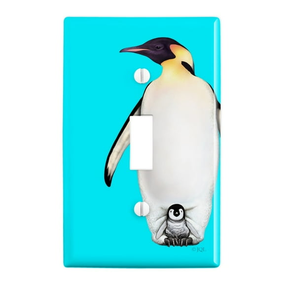 Penguin and Baby Chick Nestling Plastic Wall Decor Toggle Light Switch Plate Cover