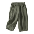 thumbnail image 2 of Dazajoo Womens Summer Shorts Clearance Sale Women's Plus Size Bermuda Shorts with Pockets Cotton Linen Knee Length Pleated Shorts 2024 Summer Solid Color Elastic Waist Pants for Women,Army Green,M, 2 of 4