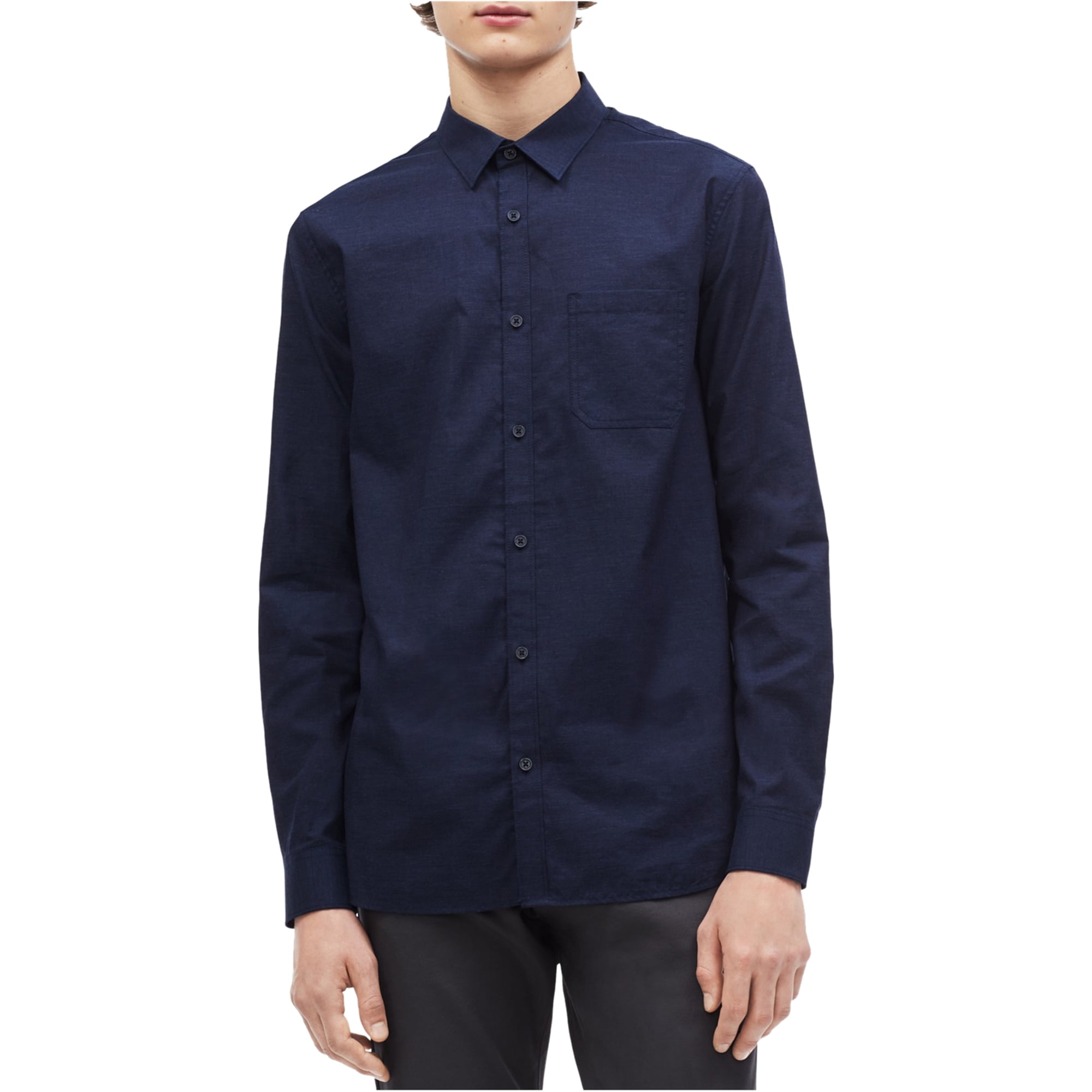 Calvin Klein - Calvin Klein Mens Single Pocket Button Up Shirt, Blue ...