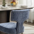 thumbnail image 2 of Hassch Set of 2 Dining Side Chairs, Chenille Upholstered with High-Density Foam, Curved Backrest, Copper Nailhead Trim, Silver Stainless Steel Legs (Blue), 2 of 10