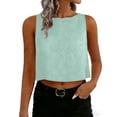 thumbnail image 1 of Tauxra Hauts Sans Manches en Lin pour Femmes, Camisole d'Été Décontractée Unie, Chemise à Col Rond Boutonnée devant, 1 of 8