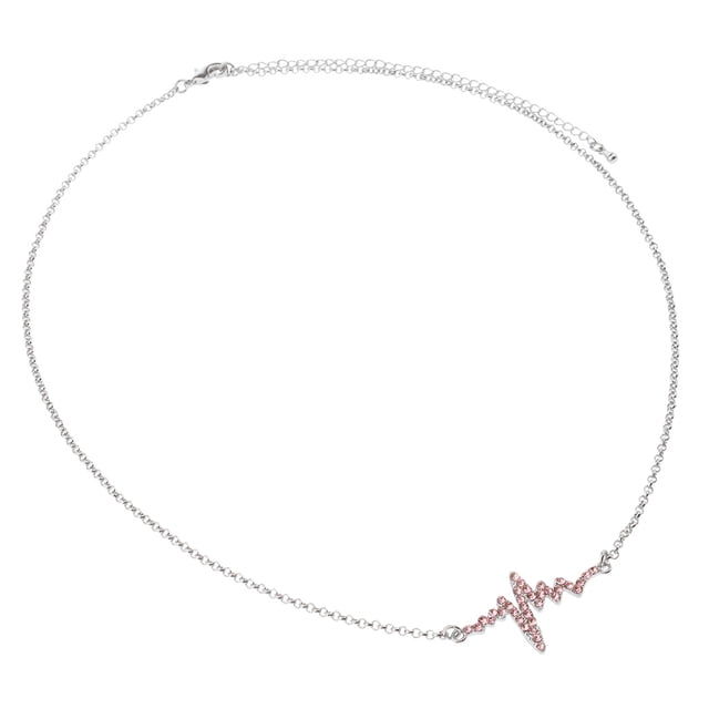Collar colgante Yuyangstore Heartbeat Sign regalo especial personalizado para niñas # 7 7 Plata-Rosa