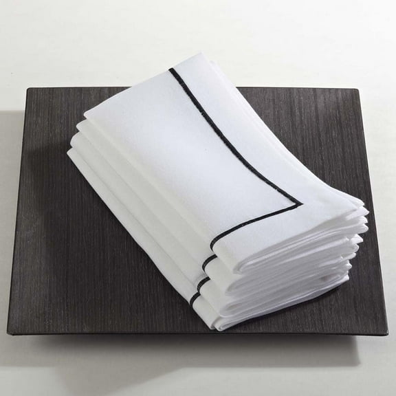 Fennco Styles Embroidered Line Design Napkins, Set of 4, Many Colors (Black )