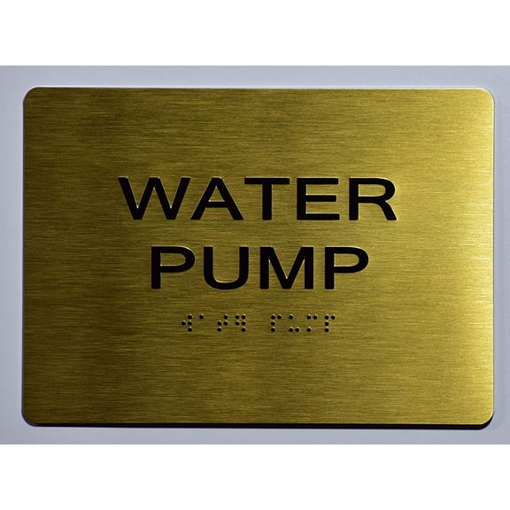 Water Pump Sign- Gold(Aluminium, Gold/Black,Size 5x7) The Sensation line