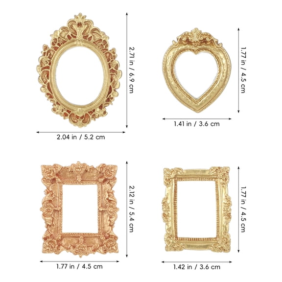 OULII 40PCS Mini Vintage Picture Frames Golden Resin for Decor Tabletop Jewelry Display and DIY Creativity