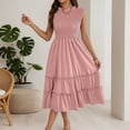 thumbnail image 2 of DHFJKG Summer Dresses For Women Casual Sleeveless Midi Dress Ruffle Hem Smocked Waist Flowy A-Line Beach Vacation Sundress Stylish Dresses, 2 of 7