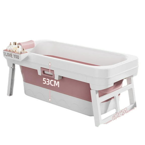 Lanzxjv 51 inch Foldable Bathtub, Portable Bathtub for Adult, Large Collapsible Tub with Flip-up Handle, Freestanding Surround Collapsible Bathtub, No Lid, Hot Bath, Ice Bath