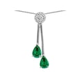 thumbnail image 2 of Star K� Double Drop Pear Shape Ball Bar Simulated Emerald Pendant Necklace, 2 of 9