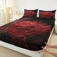 thumbnail image 3 of Manfei 3D Red Rose Twin Sheet Sets 3 Pieces, Girls Women Twin Fitted Sheet, Chic Floral Flower Blossoms Flat Sheet, Happy Valentine's Day Black Bedroom Decor, 3 of 7