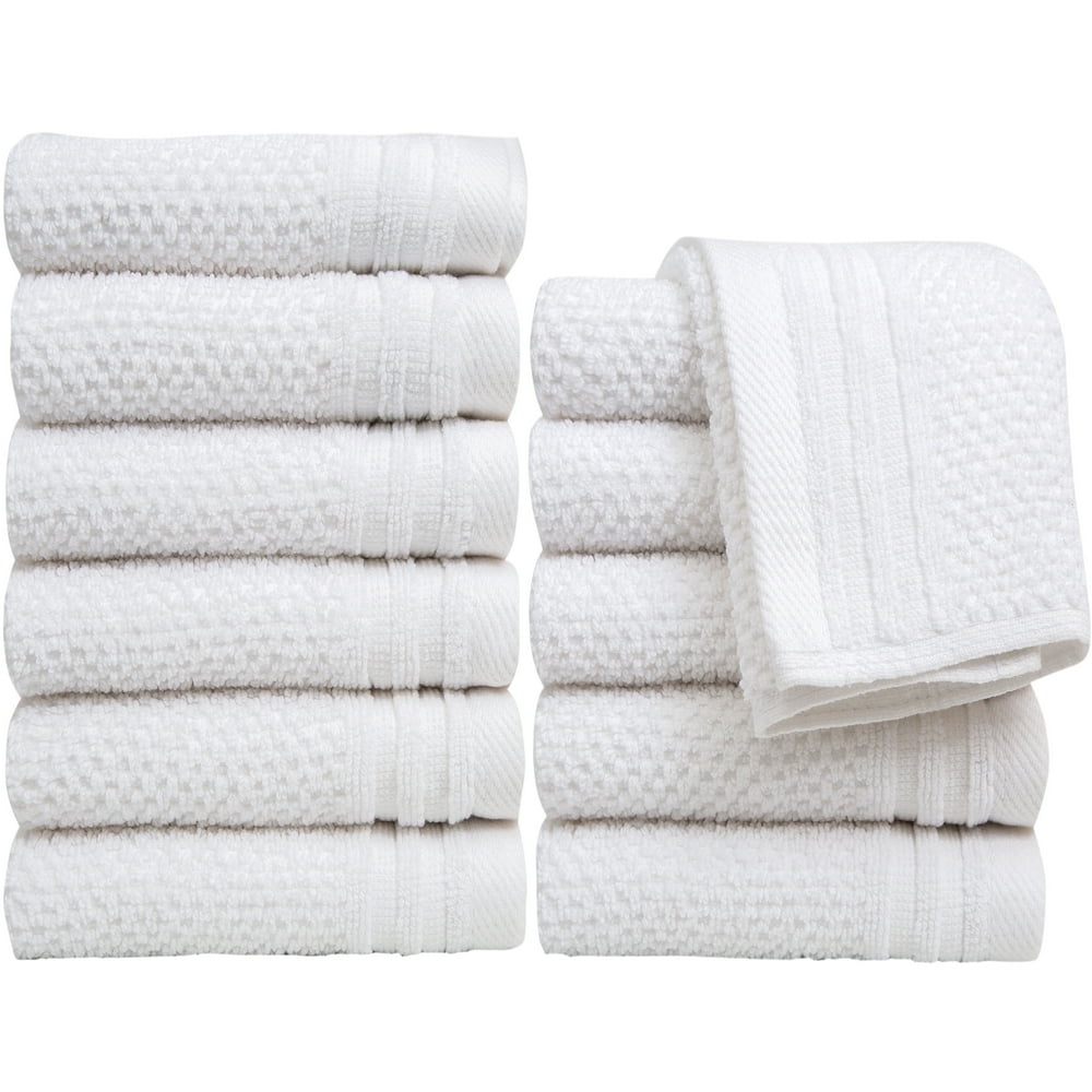 Pleasant Home Washcloths Set 12 Pack (12” x 12”) 488 GSM 100 Ring