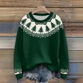 thumbnail image 3 of Wutalume Women's Christmas Print Knitted Sweater, Cute Fun Holiday Design, Long Sleeve Pullover for Seasonal Celebrations,Army Green L, 3 of 5