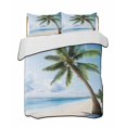 thumbnail image 2 of Beach Palm Tree King Size Down Alternative Comforter, Lightweight Comforter Quilt Bedding Set with Pillow Shams Ocean Coastal Sky Nature Scenery All Seasons Bed Comforter Duvet Insert 96"x106", 2 of 7