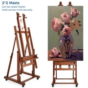 VISWIN Double Mast Extra Large H-Frame Easel,Hold Canvas up to 83-Walnut