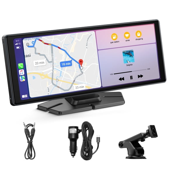 LAMTTO Écran Auto Apple CarPlay et Android Sans Fil 9,26 Pouces, Stéréo de Voiture Portable avec Bluetooth 5.3, Écran de Jeu pour Voiture avec Navigation GPS, AirPlay, Siri, FM/AUX