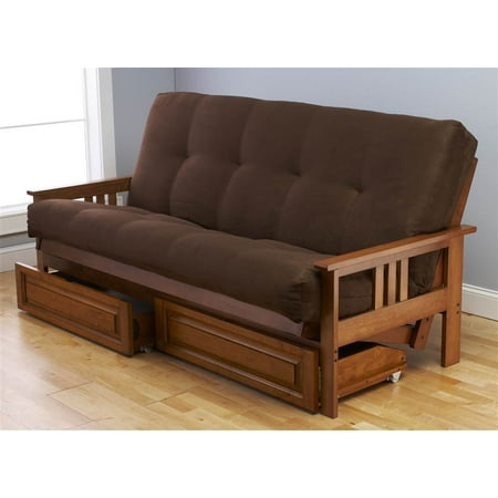 Monterey Futon in Barbados Finish with Suede Chocolate Mattress