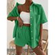 thumbnail image 3 of Puntoco Moda Mujer Verano Sólido V-Cuello Botón Casual Manga Corta Top+Pantalón Conjunto Liquidación Puntoco Puntoco-3876, 3 of 8