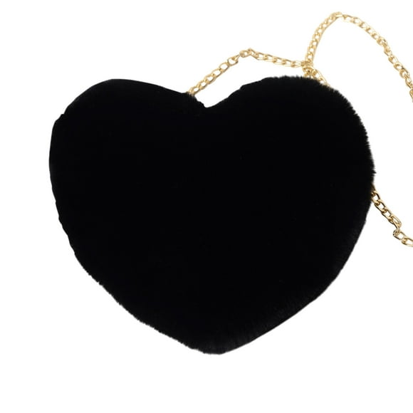 Lksixu 1pc Fashion Heart Shaped Crossbody Bag For Women Cute Chain Shoulder Handbag With Zip Closure Soft Faux Coin Purse Lined Synthetic Material Storage Bins Organizers and Storage
