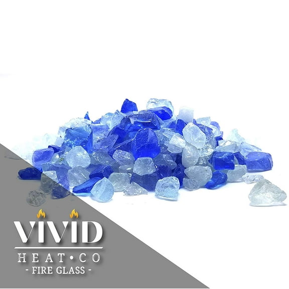 Bahama Blue Blend Premium Outdoor Crushed Fire Glass Rock (5-Pound) Large Size 1/2, 3/4 & 1" inch Chunky - Blended Glass use in Fire Pit, Fire Place (Clear White, Ocean Blue & Aqua)