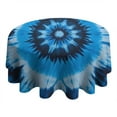 thumbnail image 4 of Blue Tie Dye Spiral Pattern Round Tablecloth 60"x60",Wrinkle Wipeable Table Cloth for Kitchen Dining Room Picnic Patio Party, 4 of 6