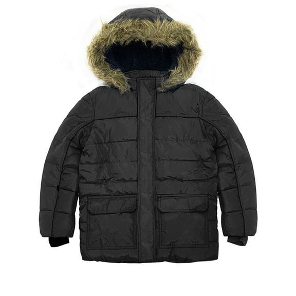 Boy's Winter Puffer Coat Quilted Winter Jacket with Faux Fur Hood Fashion Kids Warm Snow Coat Gift 4-14