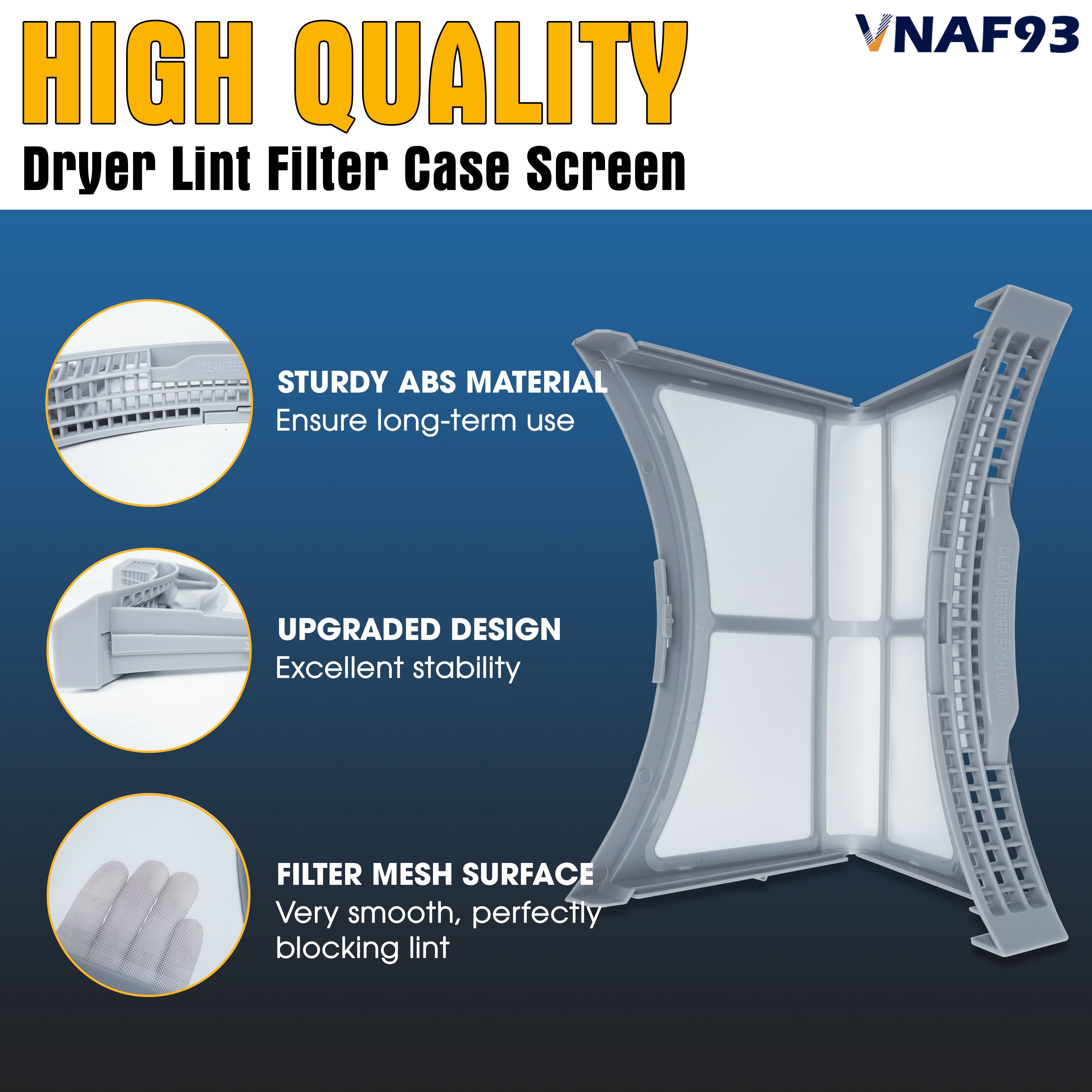 VNAF93 Upgraded DC61-02595A Dryer Lint Trap Filter with Dryer Lint Brush Compatible with Samsung Dryers, Replaces 2069505, PS4206799, AP4578777, EAP4206799
