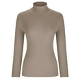 thumbnail image 4 of BONIXOOM Fall Sweaters For Women Modern Fit Sweater Pullover Vacation Turtleneck Sweaters For Girls Khaki S(US:4), 4 of 8