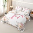 thumbnail image 3 of Catabedysis Cute Flower Gifts Bed Spread Queen,Floral Personalized Initial F Queen Coverlet Set For Girls,3Pcs, 3 of 7