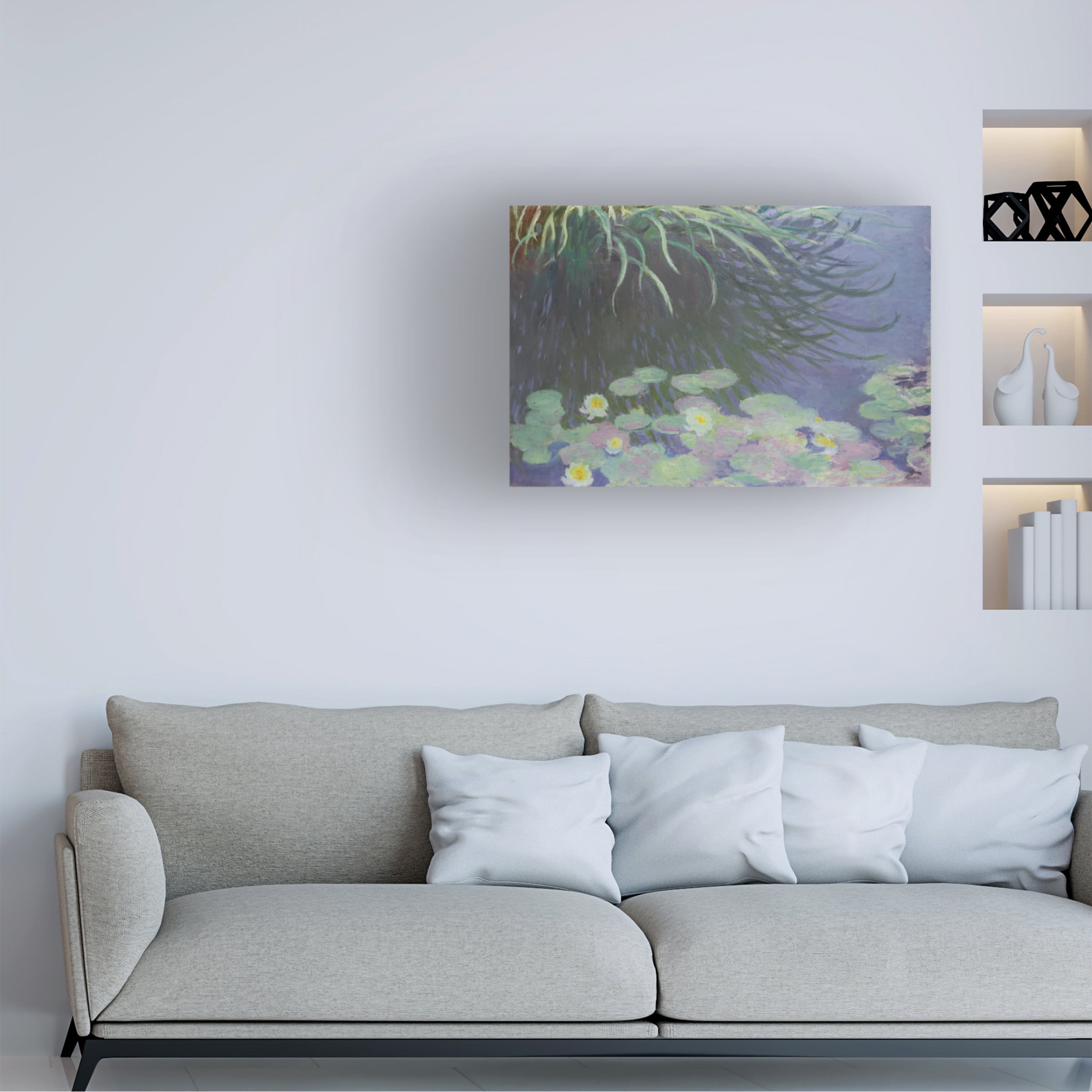 Claude Monet 'Water Lilies With Reflections Of Tall Grass' Canvas Art