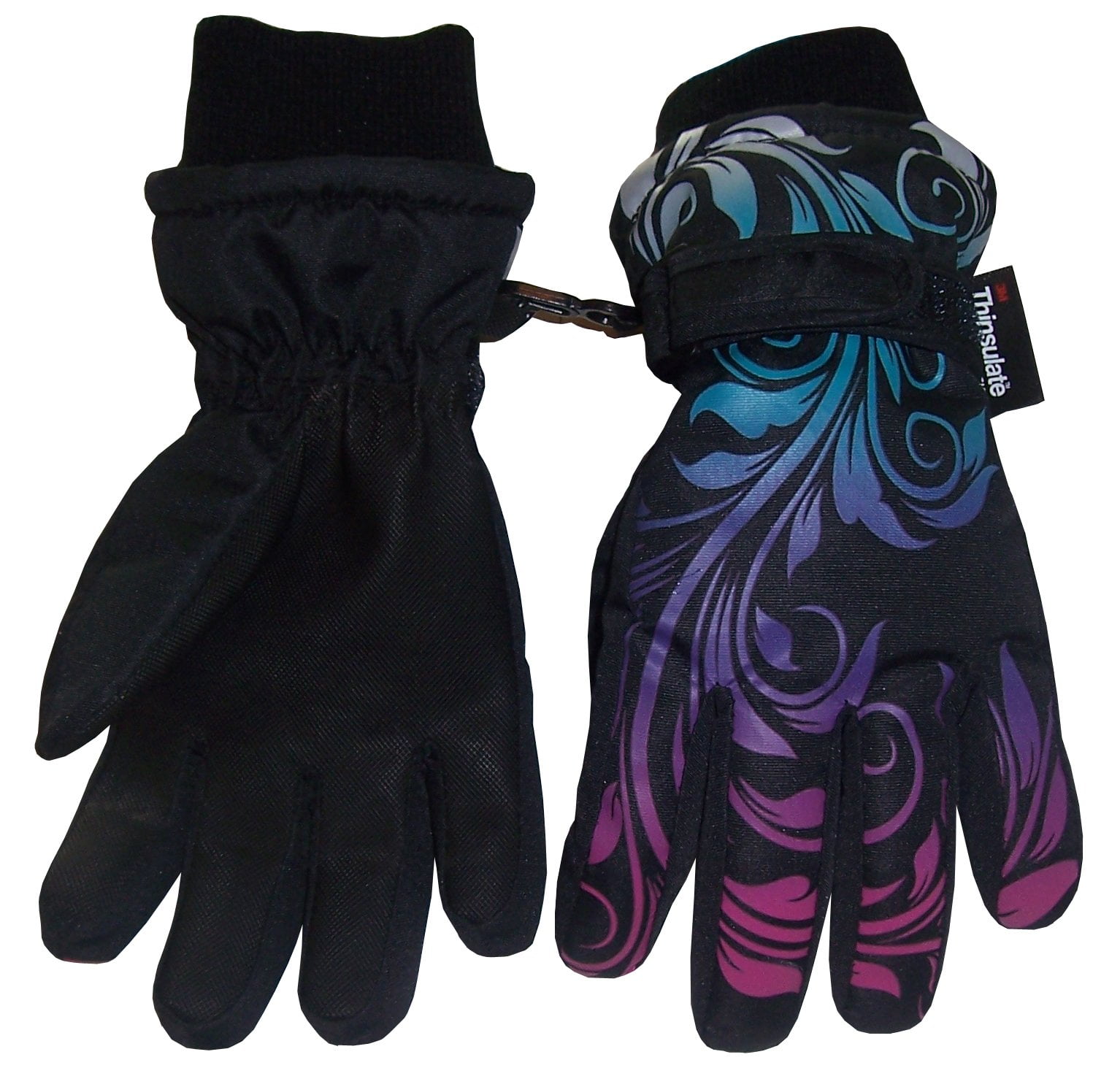 NIce Caps Girls Ombre Shaded Waterproof Thinsulate Winter Snow Ski Gloves