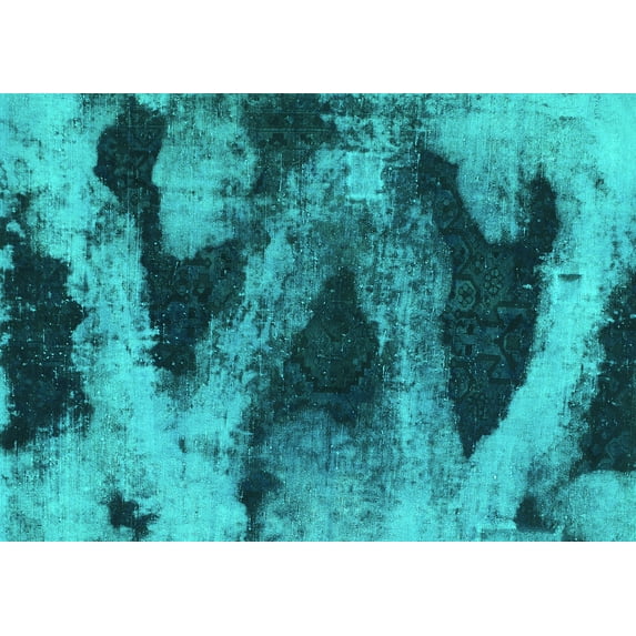 Ahgly Company Indoor Rectangle Abstract Turquoise Blue Modern Area Rugs, 8' x 12'