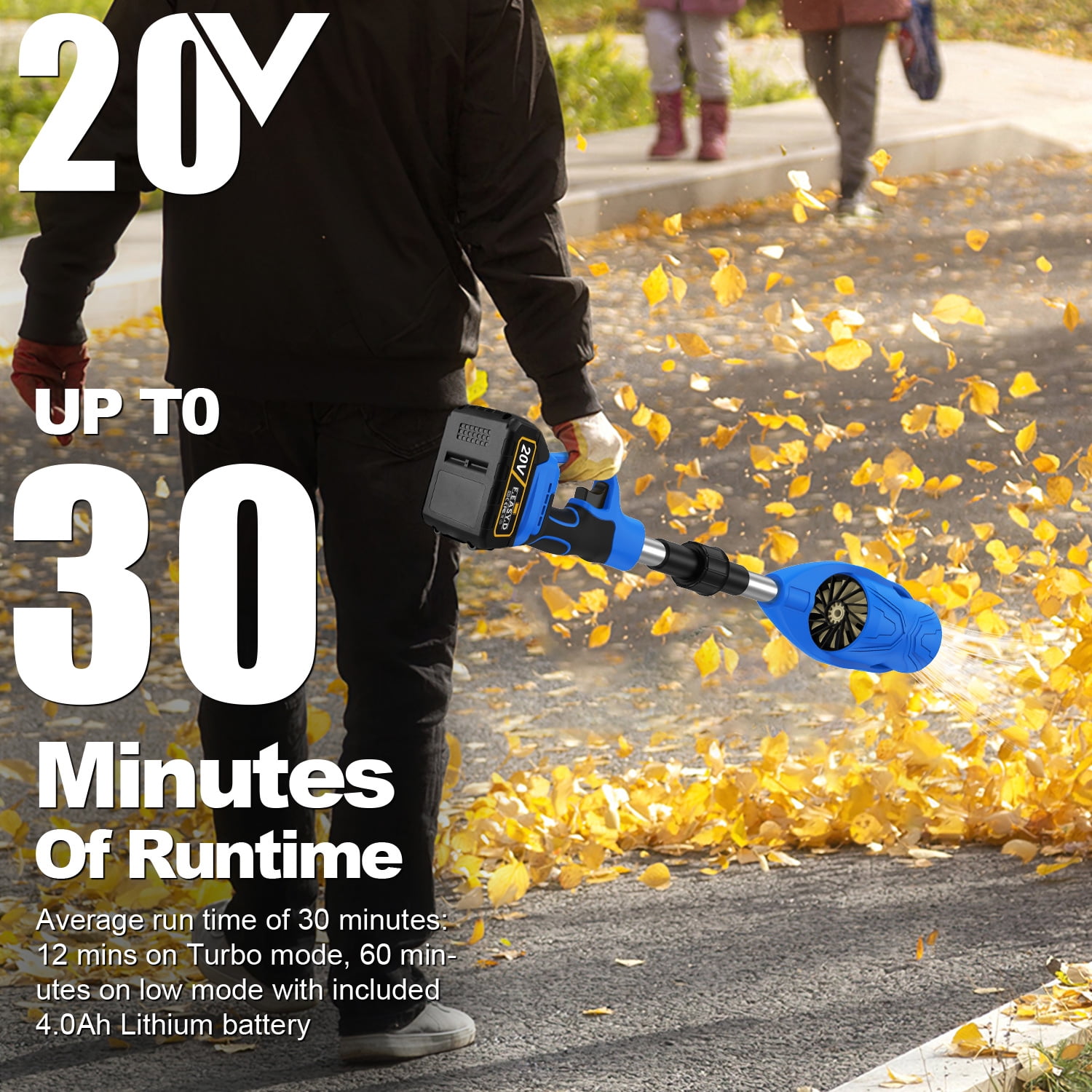 20V Cordless Leaf Blower,AILKIN High Speed Foldable Air Leaf Cleaner,Lightweight Mini Handheld Rechargeable Electric Cordless Leaf Blowers with Battery and Charger for Garden,Patio,Home,Yards,Blue