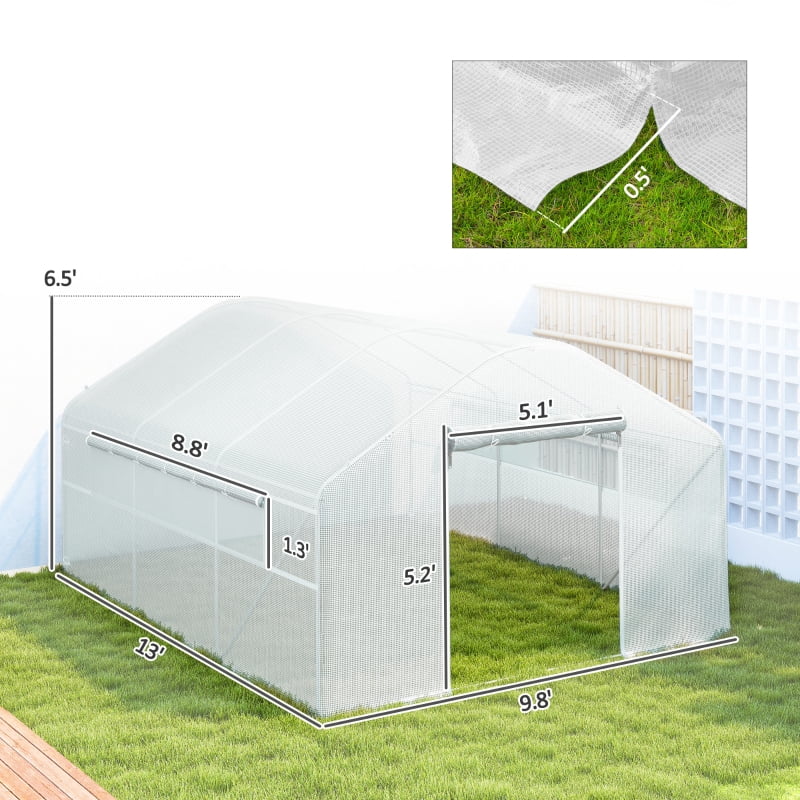 Alvantor White 13x10x6.5 ft Walk-in Tunnel Greenhouse with Galvanized Steel Frame, Hoop House for Plants