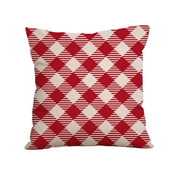 Btomtd Throw Pillow Cover, Plaid Cotton Linen 18 x 18 Pillow Covers, Couch Pillow Cases for Modern Home Decor, Red