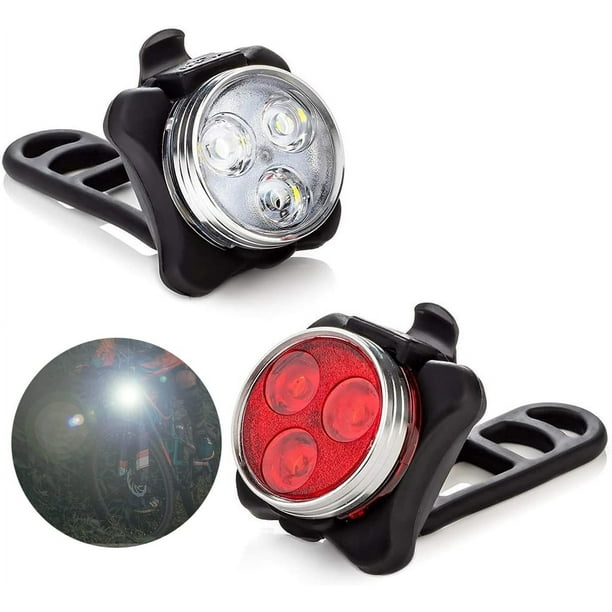 Luces para bicicleta 2 uds, luz para bicicleta recargable por USB, faro delantero superbrillante, luz LED para bicicleta, luz trasera para bicicleta, juego de luces delanteras Ormromra LL-0237