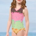 thumbnail image 4 of FOR U DESIGNS Tricolor Ice Cream Girls Swimsuits Toddler Kids V-Neck Sleeveless Summer Bathing Suit for Age 3-4 Casual Rash Guard Swimwear, 4 of 8