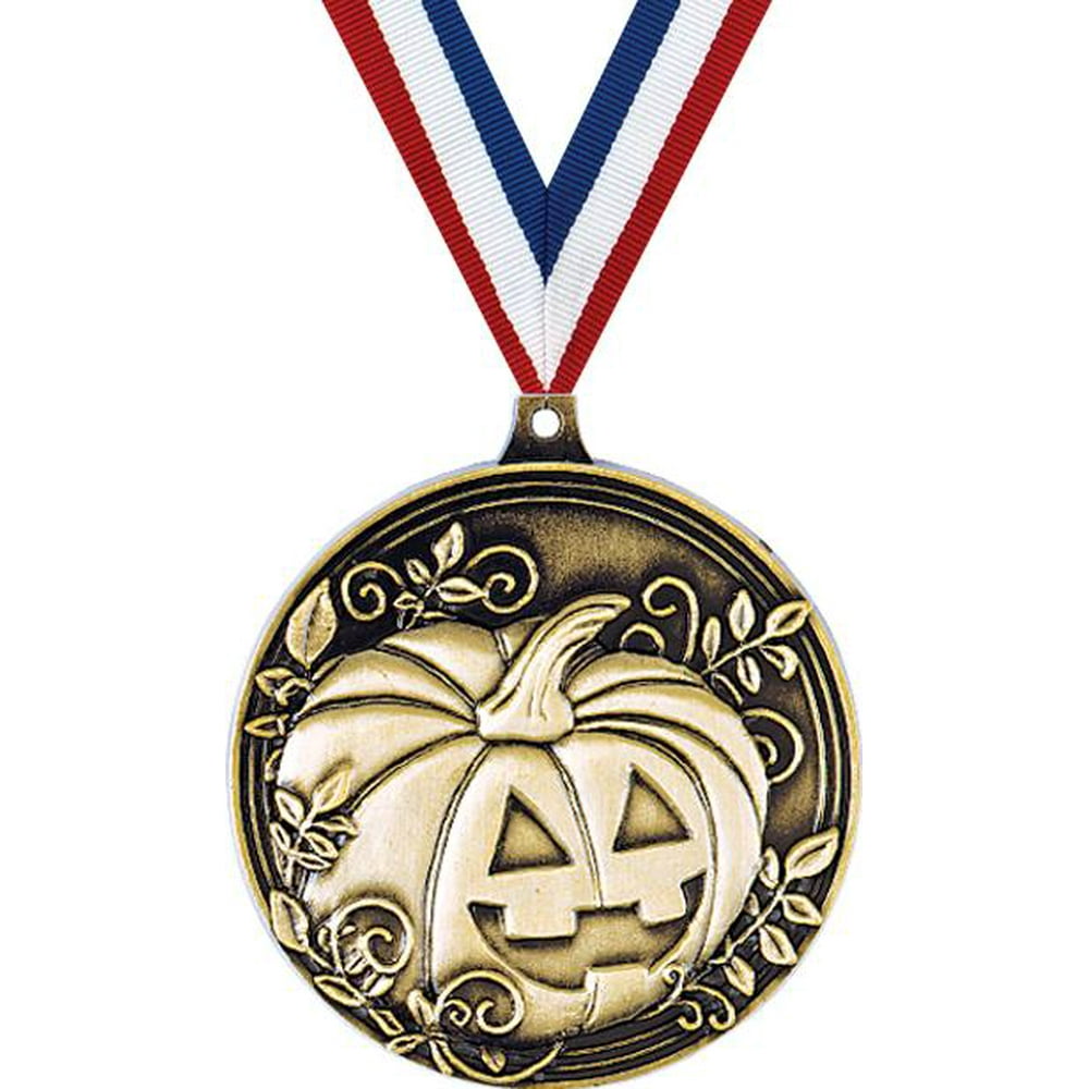 Halloween Pumpkin Medals, 2" Gold Diecast Halloween Pumpkin Medal Award ...
