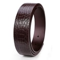 thumbnail image 2 of Catelles Men's Brown Crocodile Pattern Leather Belts Strap, Without Buckle Paired with Pin Buckle and Automatic Buckle, Wear-resistant, Gift Box Packaging&For waist 50in Width 1.38in(3.5cm), 2 of 8